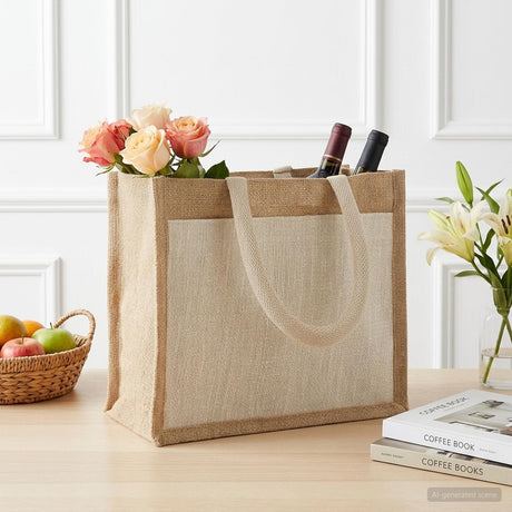 Vidaxl jute handtassen met zak 5 natuurlijk en wit 26 x 22 x 14 cm