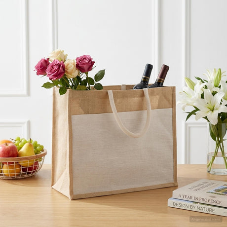 Vidaxl jute handtassen met zak 5 natuurlijk en wit 42 x 33 x 19 cm