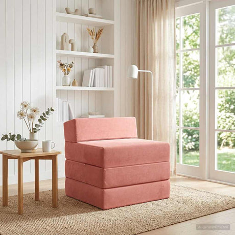 Vidaxl vouwbare bankbed roze 200 x 70 x 15 cm fluweel