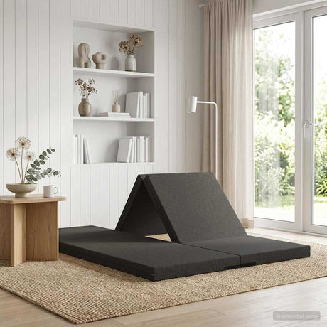 Vidaxl vouwbare bankbed 140 x 67 x 15 cm donkergrijs