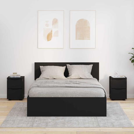 Vidaxl nachtkastjes 2 st zwart 30,5 x 30 x 43 cm bewerkt hout