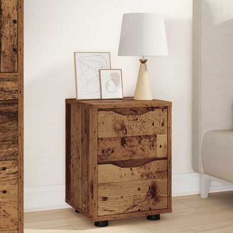 Vidaxl nachtkastje oud hout 30,5 x 30 x 43 cm bewerkt hout