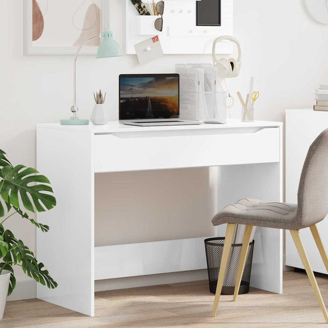 Vidaxl bureau hoogglans wit 100 x 50 x 78 cm geconstrueerd hout