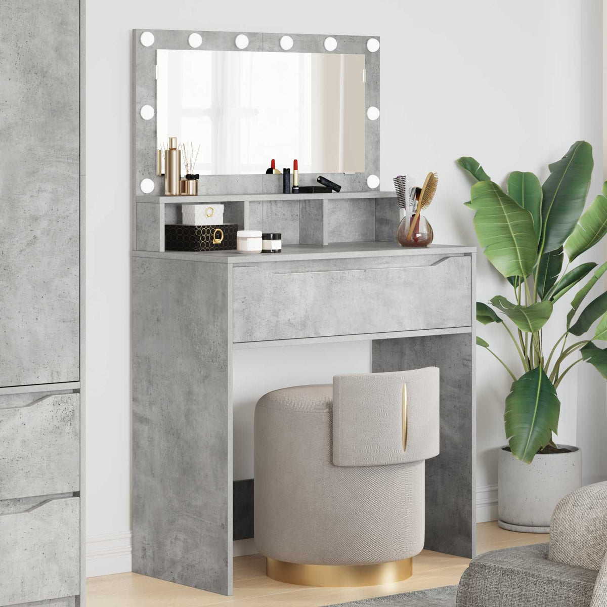 Vidaxl slaapkamer kaptafels beton grijs 80 x 39,6 x 135 cm