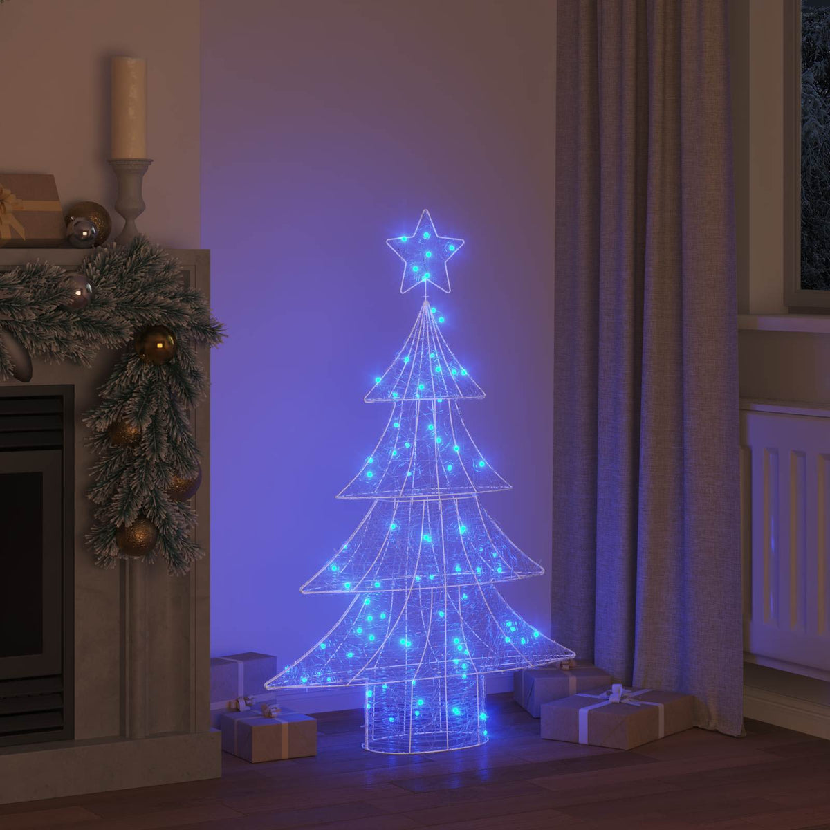 Vidaxl kerstboom 100 led's blauw 120 cm acryl