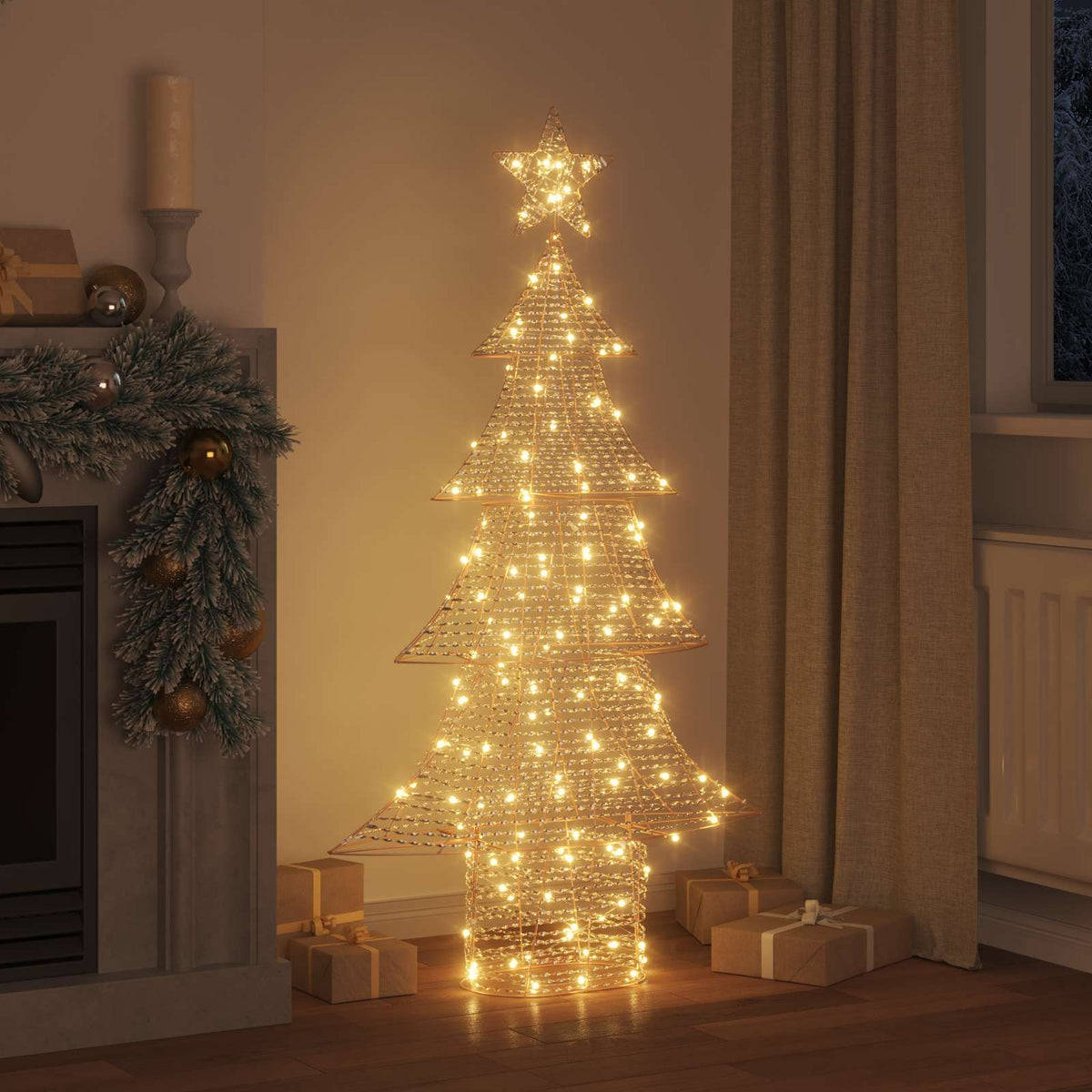 Vidaxl kerstboom 160 led's warmwit 151 cm pet