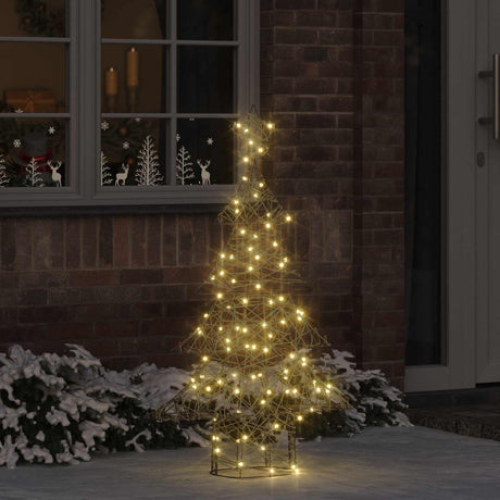 Vidaxl kerstboom 120 led's warmwit 150 cm rattan