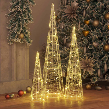 Vidaxl kerstboom 3 st 90 led's warmwit 20 x 20 x 80 cm acryl