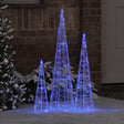 Vidaxl kerstboom 3 st 90 led's blauw 20 x 20 x 80 cm acryl
