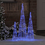 Vidaxl kerstboom 3 st 90 led's blauw 20 x 20 x 80 cm acryl