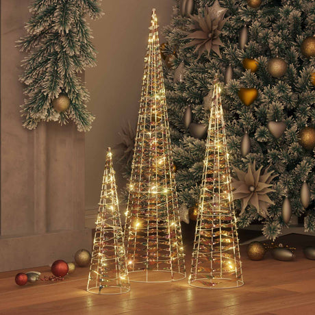 Vidaxl kerstboom 3 st 90 led's warmwit 20 x 20 x 80 cm pet