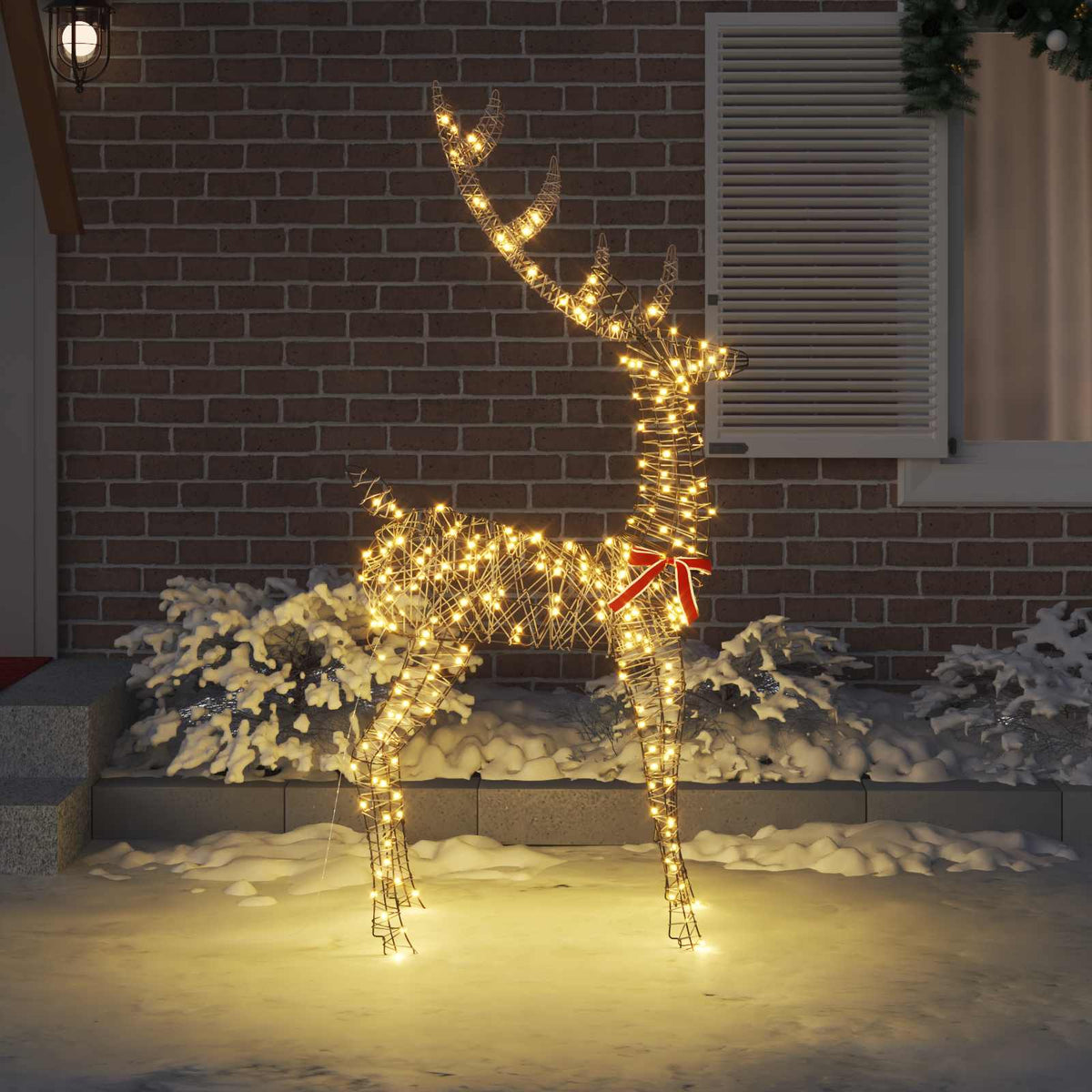 Vidaxl 3d rendier 250 led's warmwit 180 cm rattan