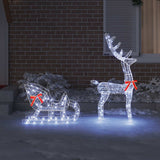 Vidaxl rendier trek slede koudwit 70 x 24 x 128 cm acryl 200 led's