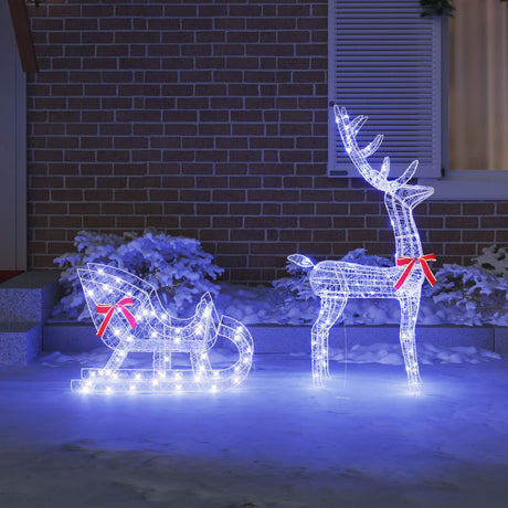 Vidaxl rendier trek slede blauw 70 x 24 x 128 cm acryl 200 led's