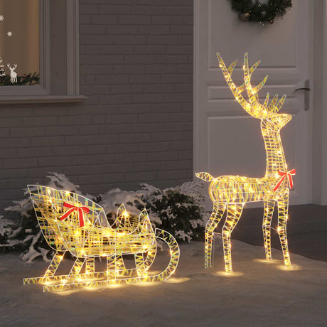 Vidaxl rendier trek slede 200 led's warmwit 70 x 26 x 129 cm pet