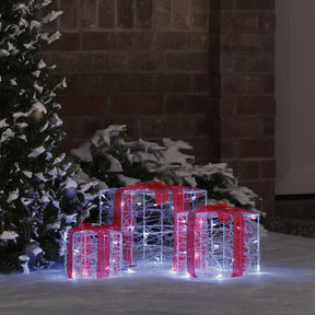 Vidaxl cadeau doos 3 st 60 led's koudwit 20 x 20 x 20 cm acryl
