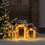 Vidaxl verlichte kerstcadeau doos 3 st 150 led's warmwit