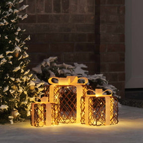 Vidaxl verlichte kerstcadeau doos 3 st 150 led's warmwit