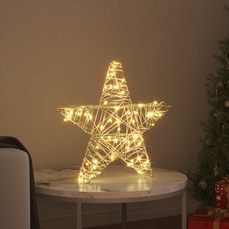 Vidaxl 3d ster 50 led's warmwit 55 x 52.5 x 9 cm rattan