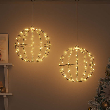 Vidaxl kerst finial licht 2 st 192 led's warmwit diameter 30 x 32 cm