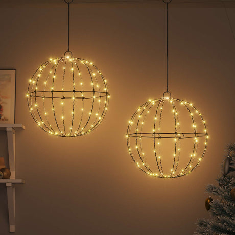 Vidaxl kerst finial licht 2 st 192 led's warmwit diameter 40 x 42 cm