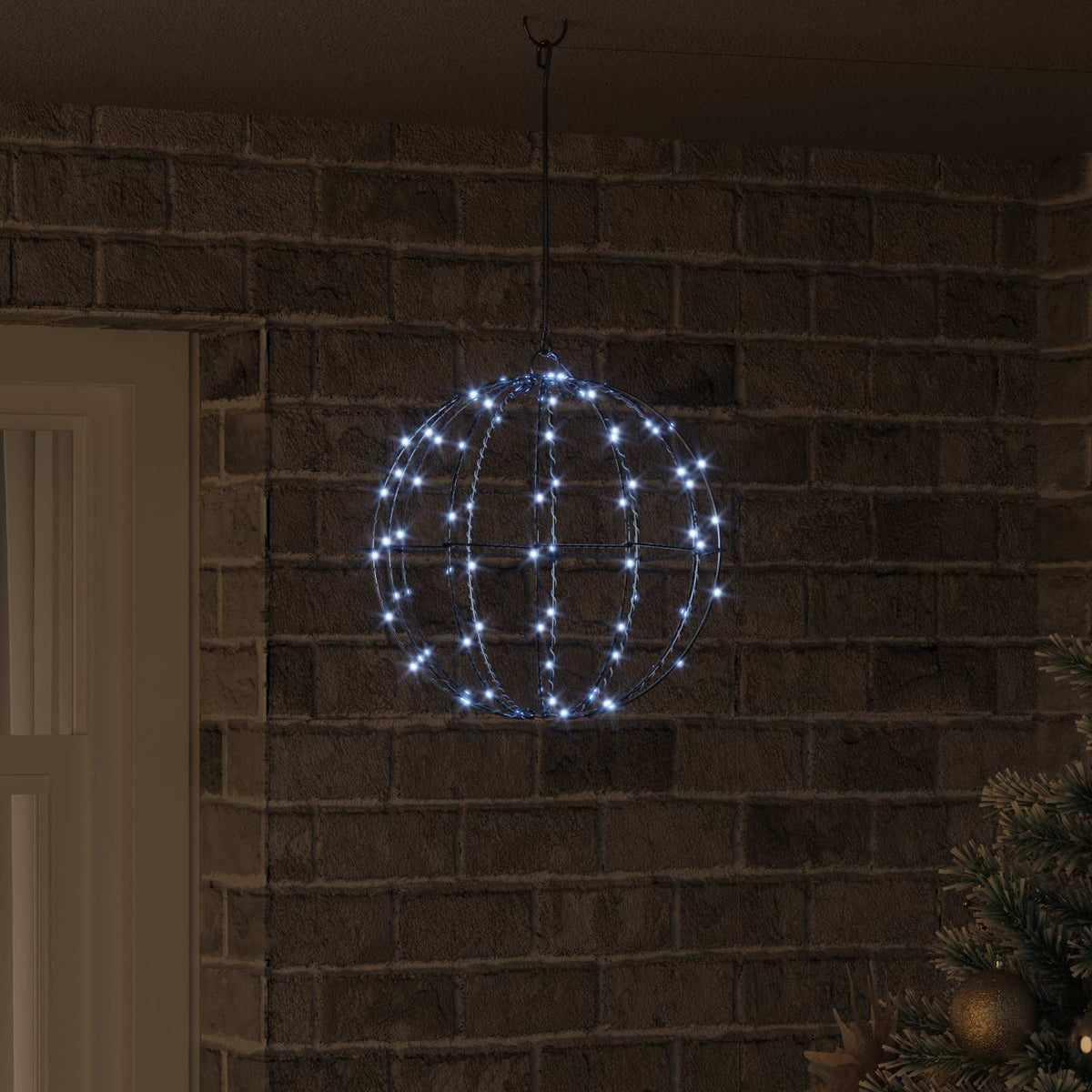 Vidaxl bal koudwit 30 x 30 x 32 cm metaal 96 led's