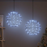 Vidaxl bal 2 st koudwit 30 x 30 x 32 cm metaal 192 led's