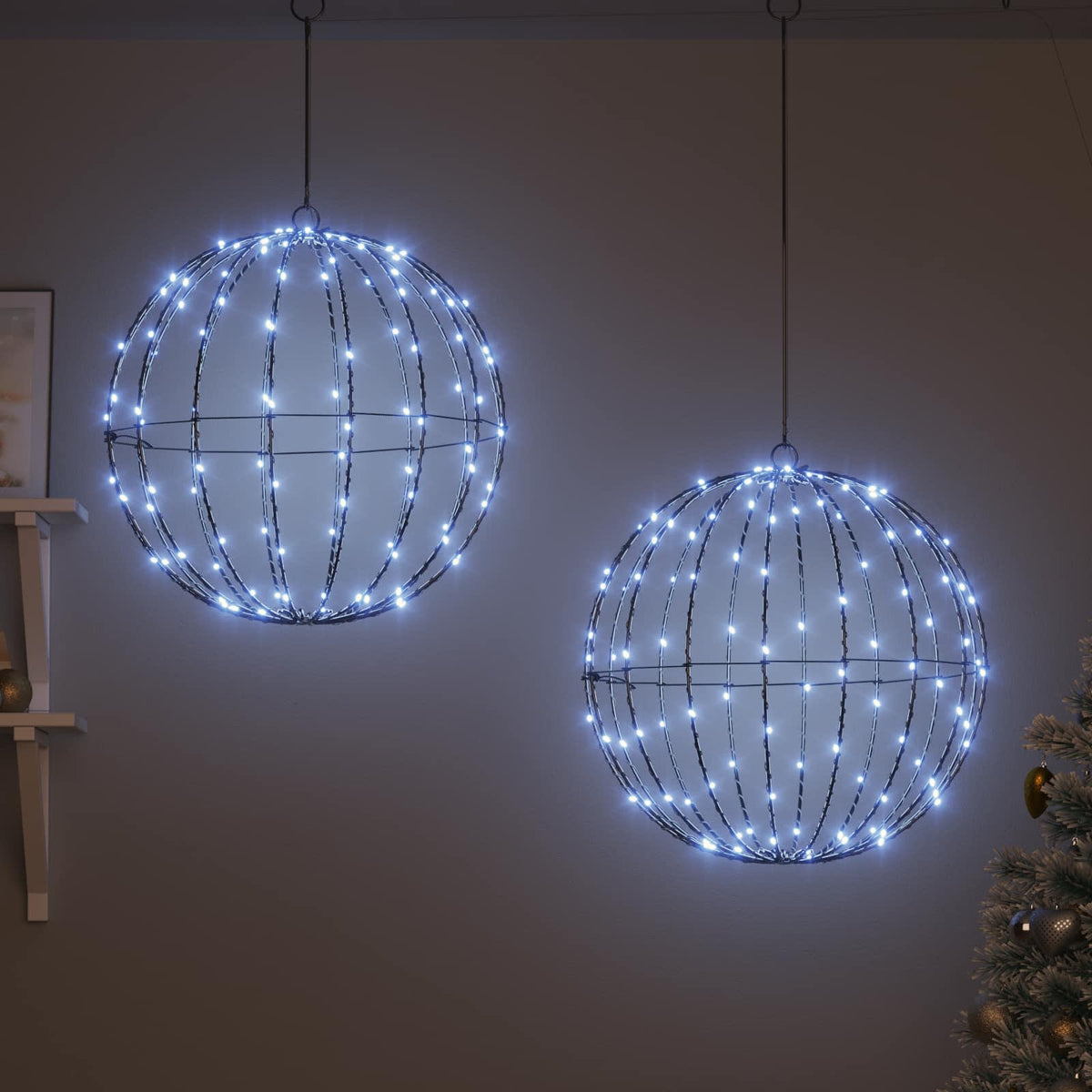 Vidaxl bal 2 st koudwit 50 x 50 x 52 cm metaal 320 led's