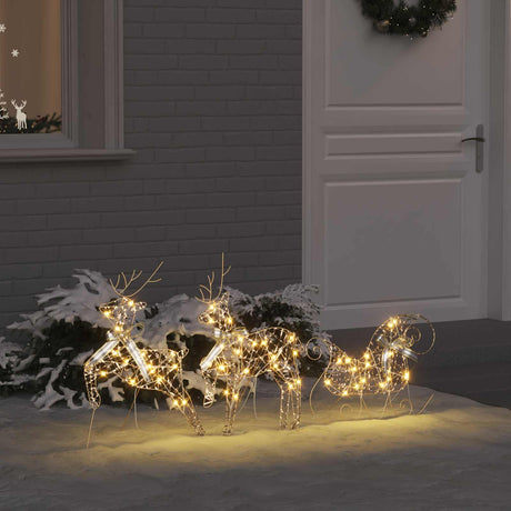 Vidaxl led rendieren 3 st 60 led's warmwit 44,5 x 18 x 66 cm pet