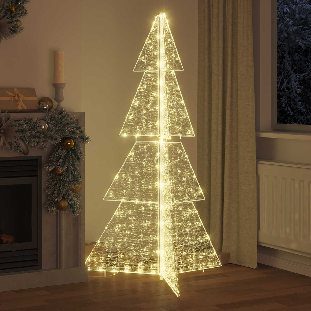 Vidaxl kerstboom 240 led's warmwit 180 cm acryl