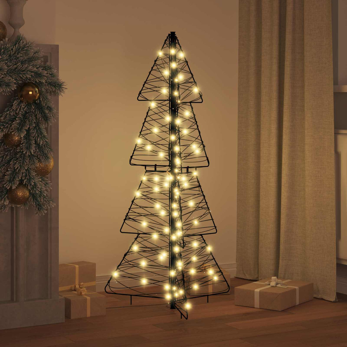 Vidaxl kerstboom 100 led's warmwit 120 cm rattan