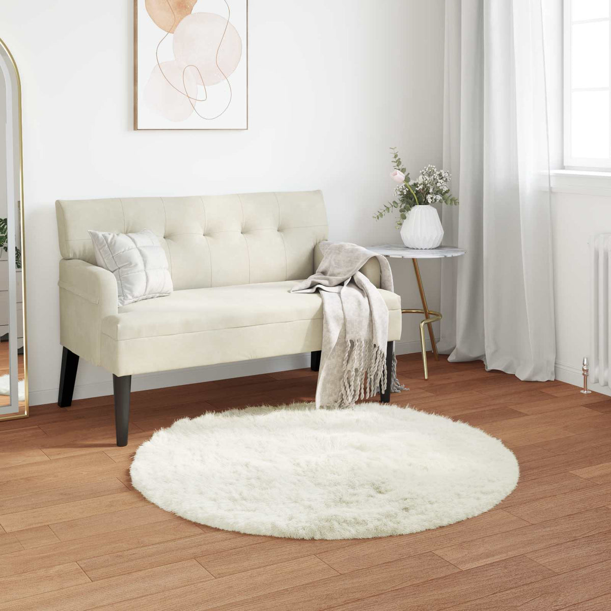 Vidaxl tapijt van imitatie tafalla wit ø 80 cm polyester