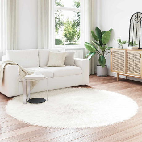 Vidaxl tapijt van imitatie tafalla wit ø 200 cm polyester