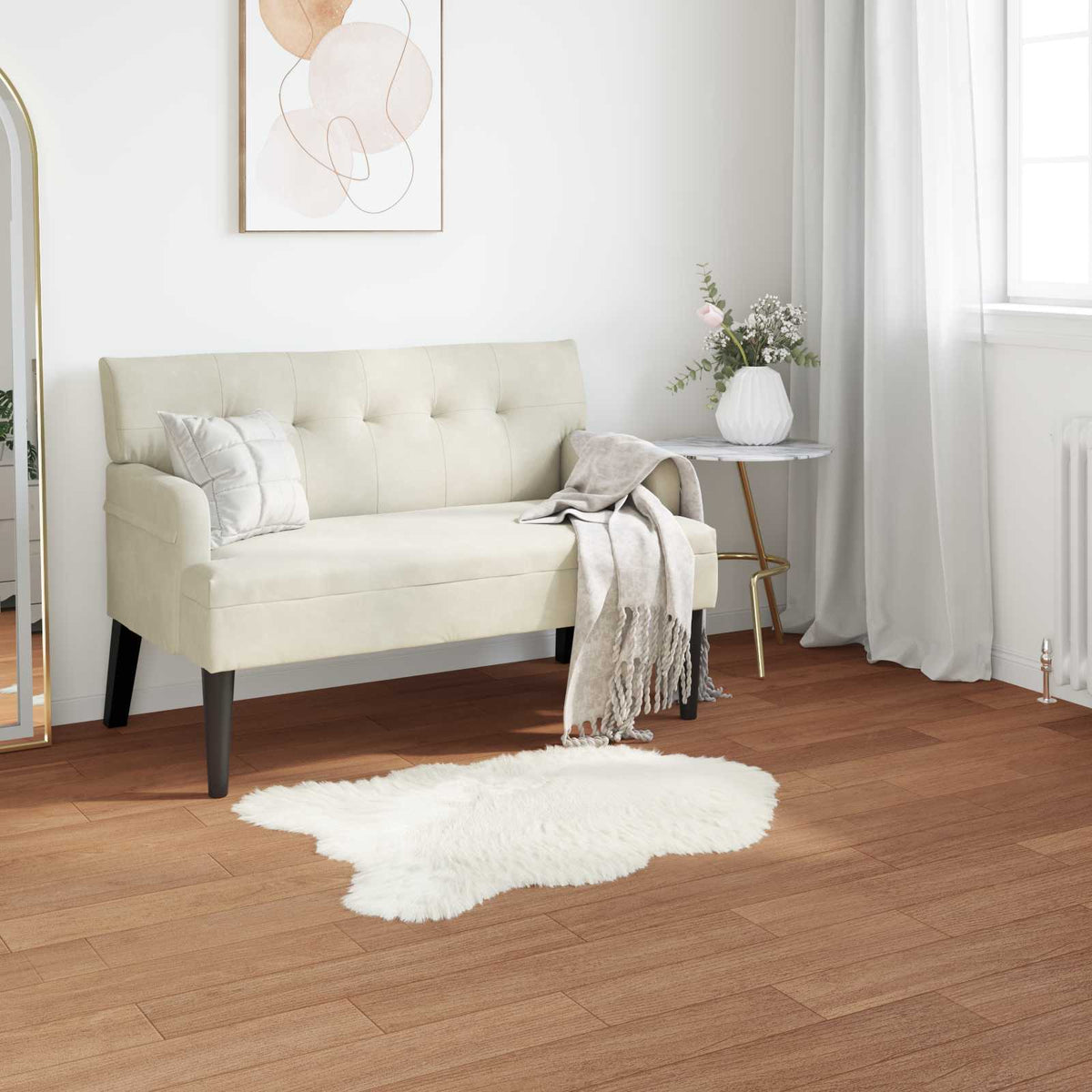 Vidaxl tapijt van imitatie tafalla wit 60 x 90 cm polyester
