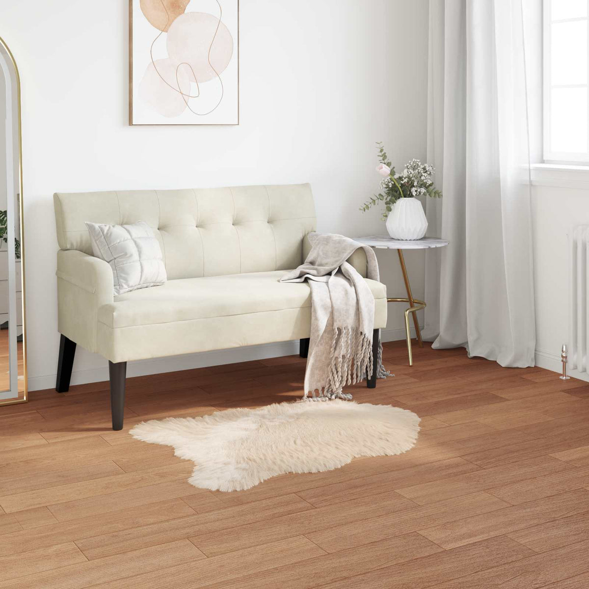 Vidaxl tapijt van imitatie tafalla beige 60 x 90 cm polyester