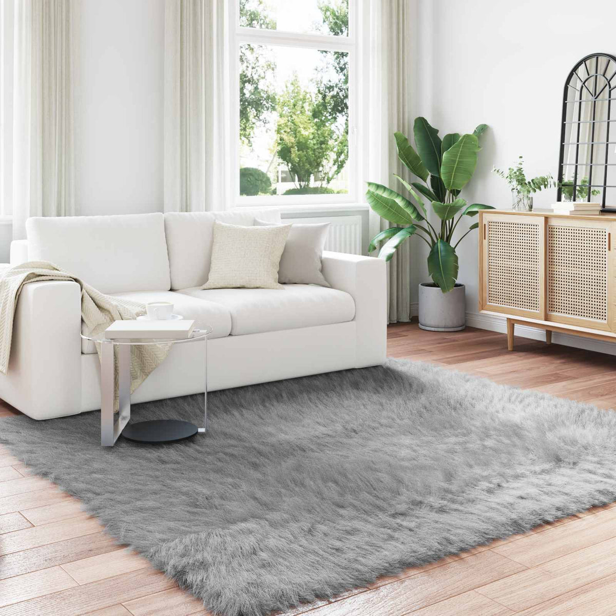 Vidaxl tapijt van imitatie tafalla grijs 200 x 200 cm polyester