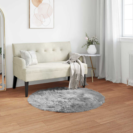 Vidaxl tapijt van imitatie tafalla grijs ø 100 cm polyester