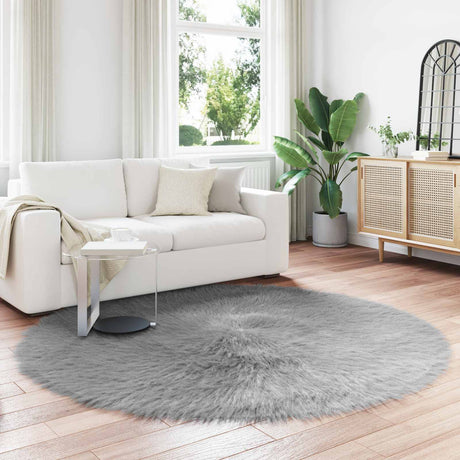 Vidaxl tapijt van imitatie tafalla grijs ø 200 cm polyester