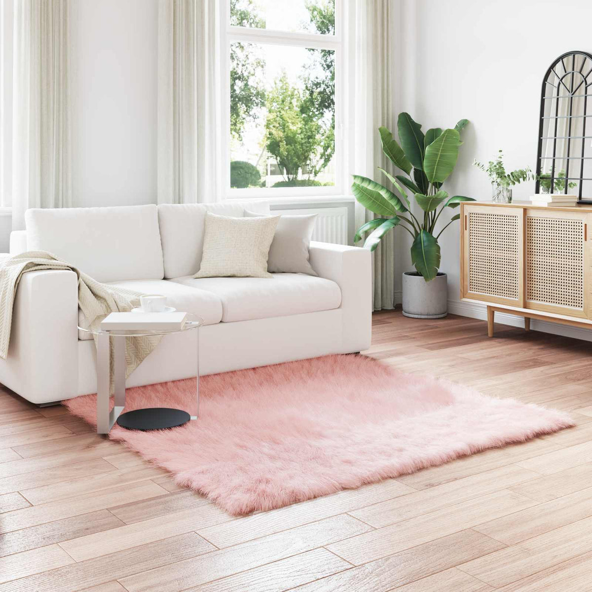 Vidaxl tapijt van imitatie tafalla roze 120 x 120 cm polyester
