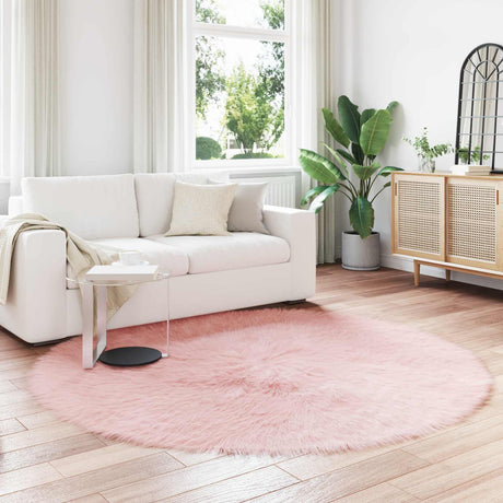 Vidaxl tapijt van imitatie tafalla roze ø 200 cm polyester