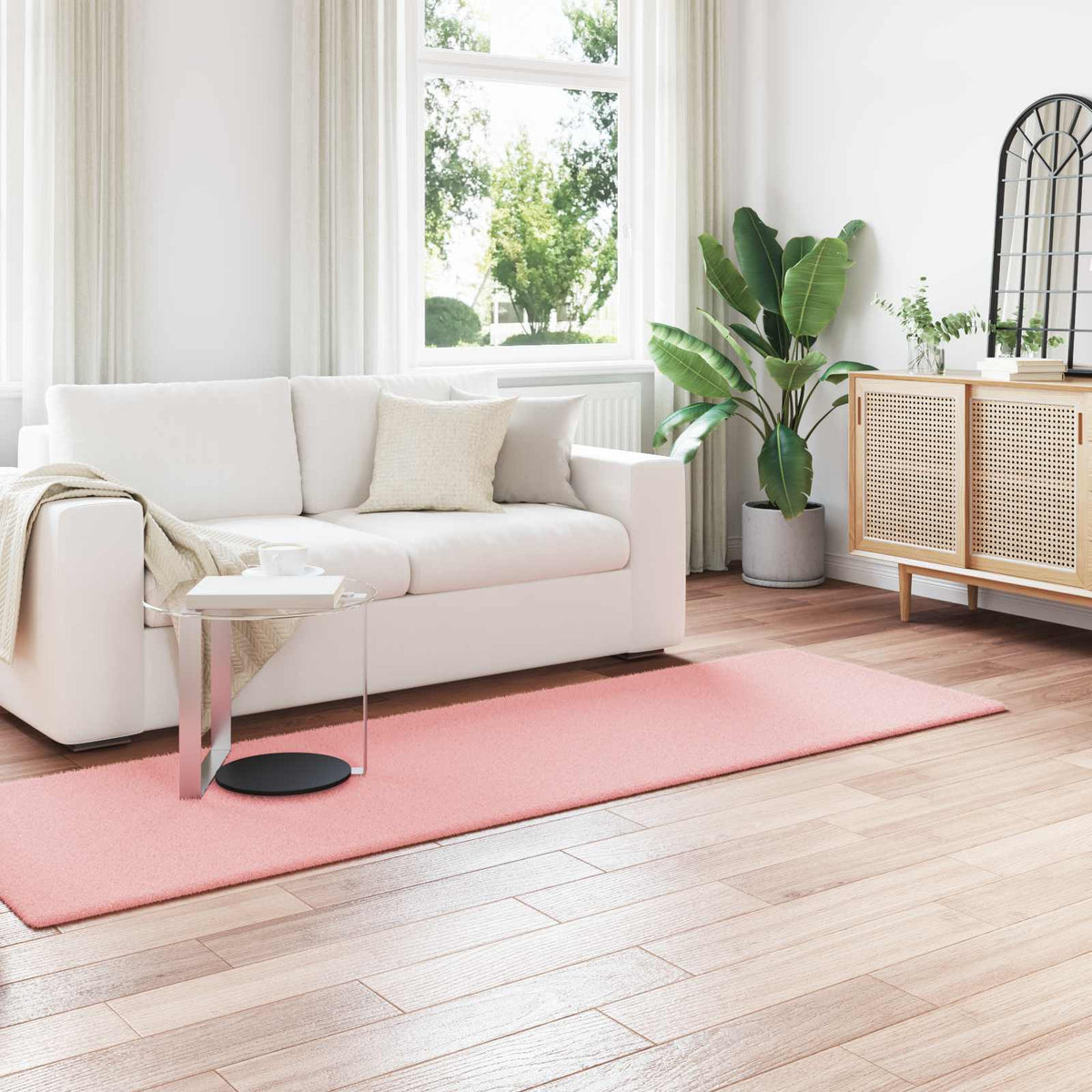 Vidaxl antislip vloerkleed van imitatie konijnenbont olite roze