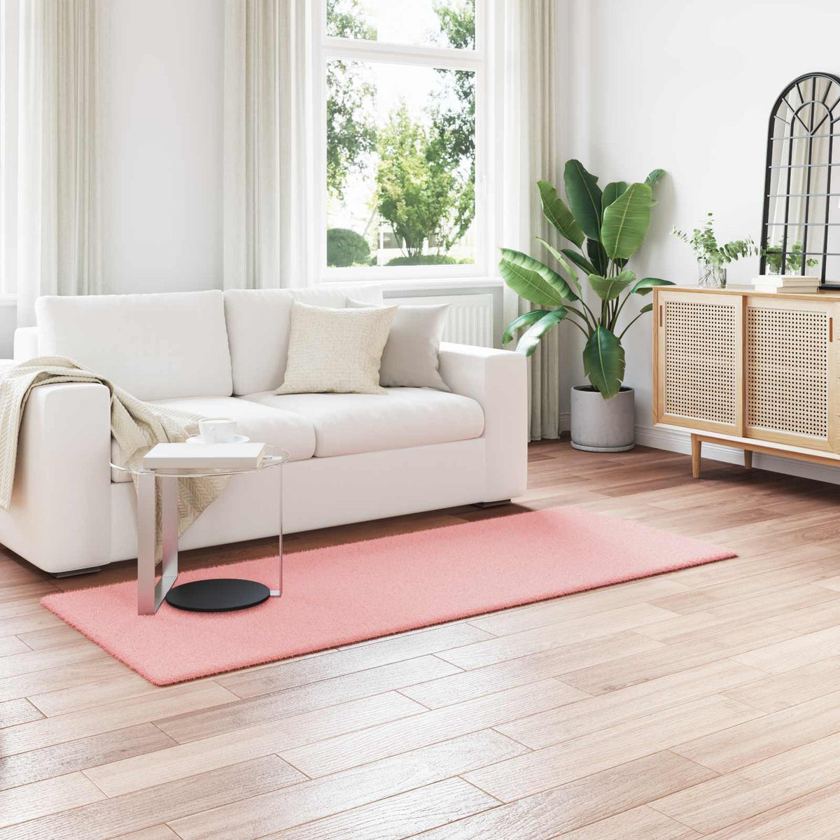 Vidaxl antislip vloerkleed van imitatie konijnenbont olite roze