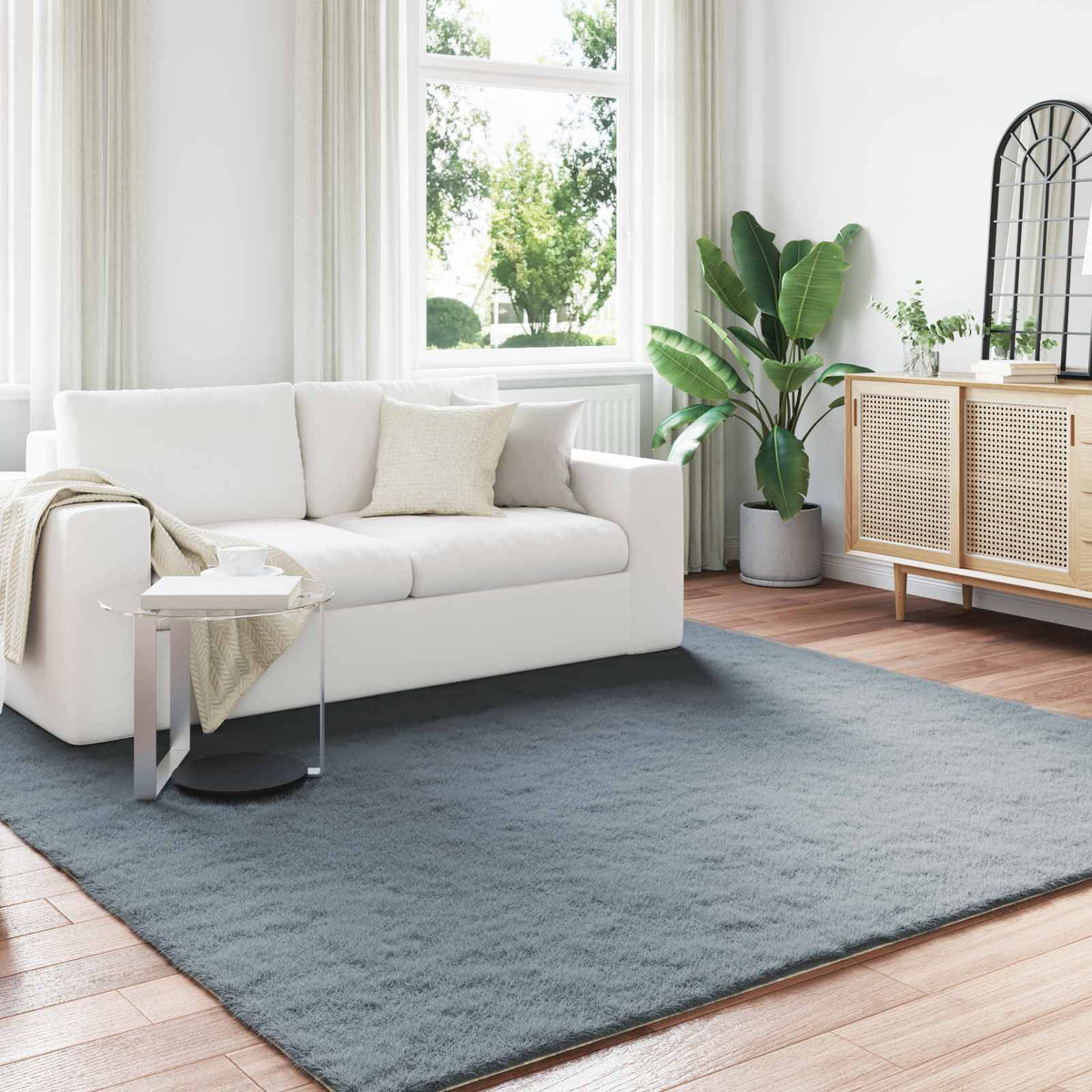 Vidaxl antislip vloerkleed van imitatie konijnenbont olite polyester