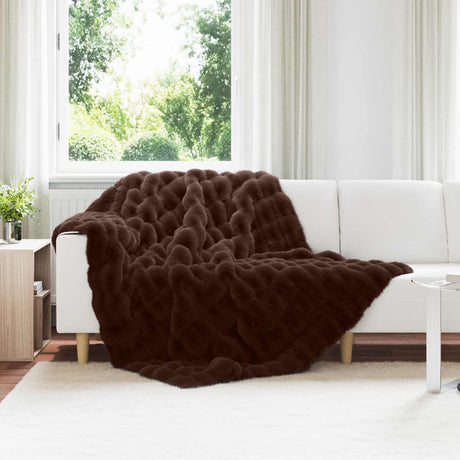 Vidaxl antislip deken van imitatie konijnenbont olite kameel polyester