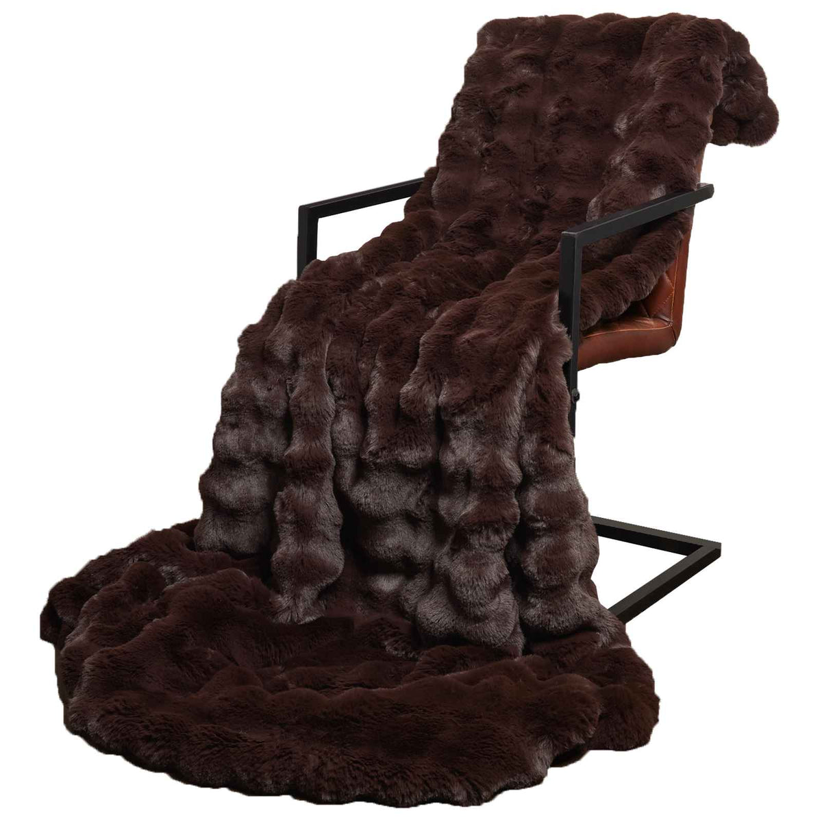 Vidaxl antislip deken van imitatie konijnenbont olite kameel polyester