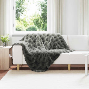 Vidaxl antislip deken van imitatie konijnenbont olite 4 st donkergrijs