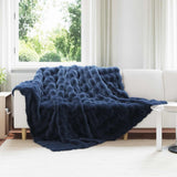 Vidaxl antislip deken van imitatie konijnenbont olite marineblauw