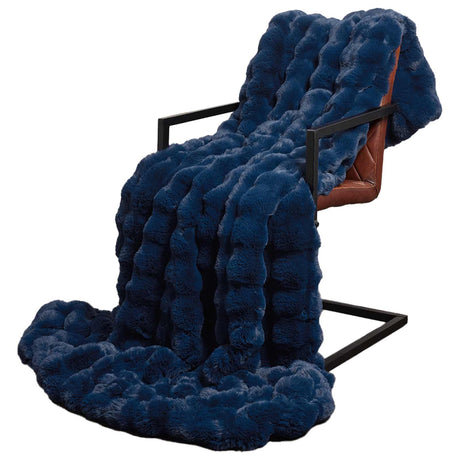 Vidaxl antislip deken van imitatie konijnenbont olite 4 st marineblauw
