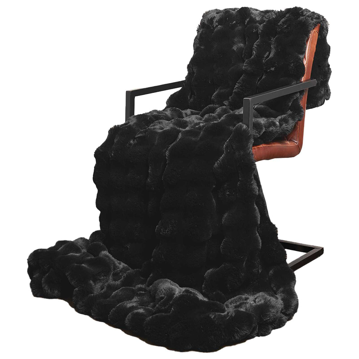 Vidaxl antislip deken van imitatie konijnenbont olite 4 st zwart