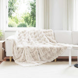 Vidaxl antislip deken van imitatie konijnenbont olite wit 220 x 240 cm